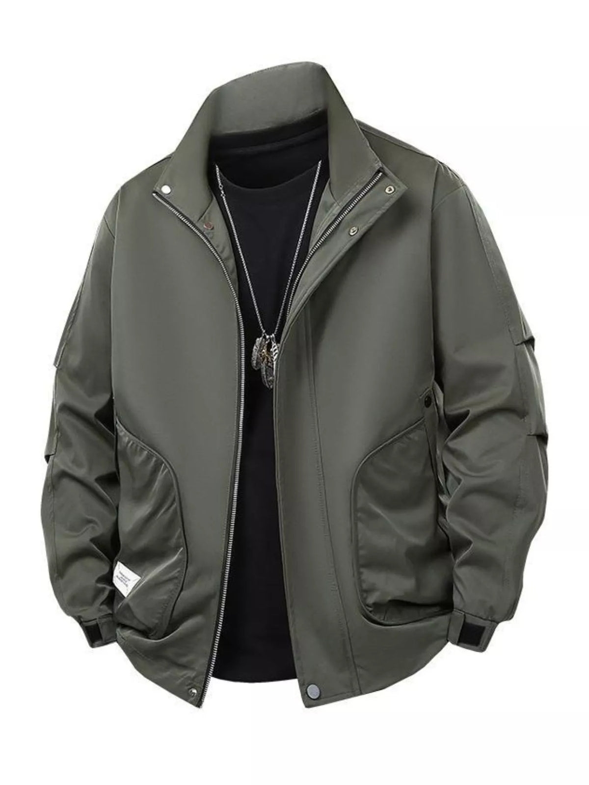 Men's Stand-Collar Lightweight Bomber Jacket – Plus Size