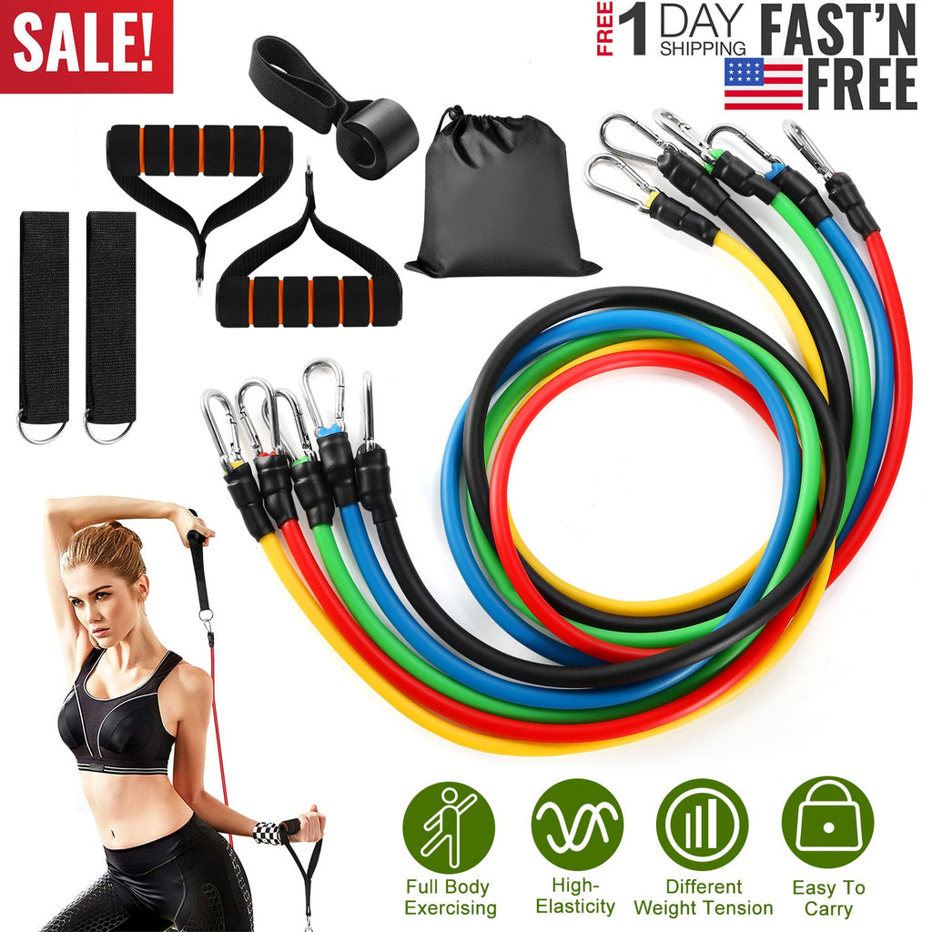 Resistance Bands Set – 11-Piece Tube Bands with Handles and Ankle Straps