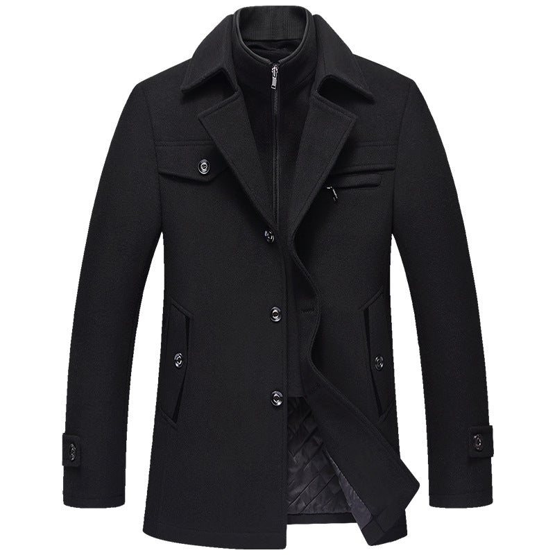 Men's Slim Fit Wool-Blend Overcoat – Detachable Collar