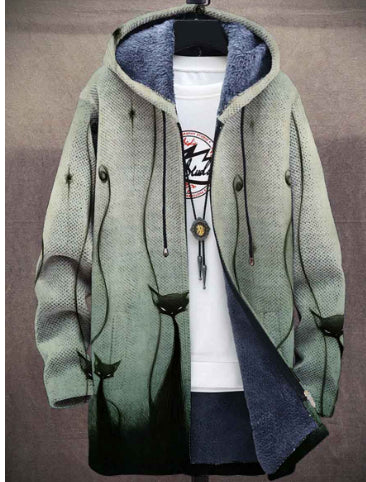 Men's Hooded Velvet Zip-Up Cardigan Jacket — view 3