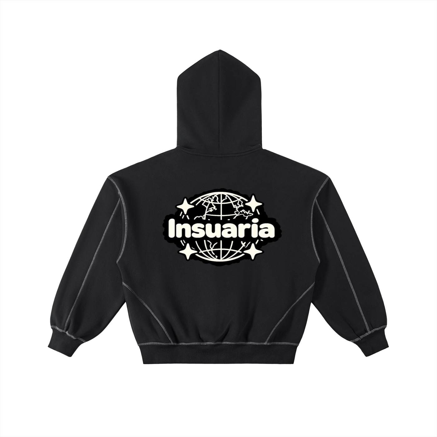 INSUARIA — Contrast-Stitched Boxy Zip Hoodie