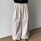 Men's Wide-Leg Pleated Trousers – Elastic Waist