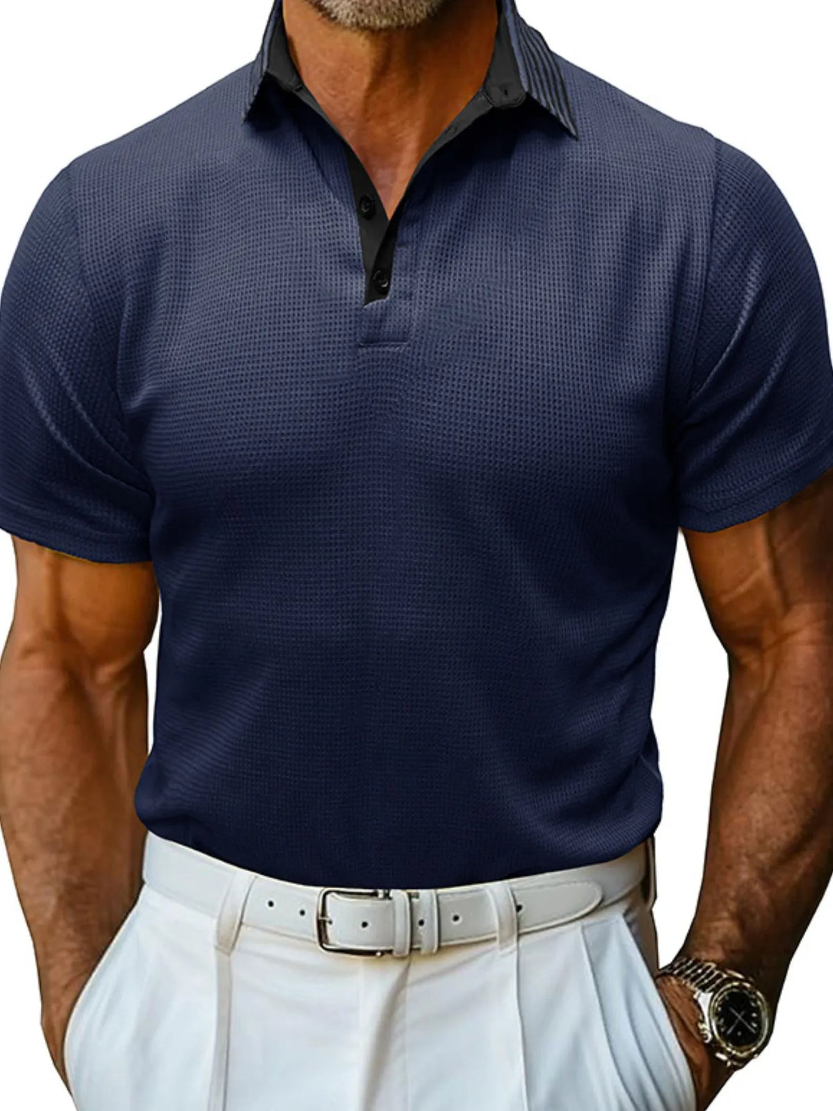 Men's Classic Textured Golf Polo Shirt | Short Sleeve