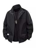 Men's Stand-Collar Lightweight Bomber Jacket – Plus Size