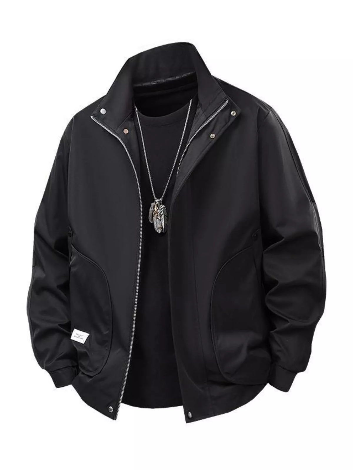 Men's Stand-Collar Lightweight Bomber Jacket – Plus Size