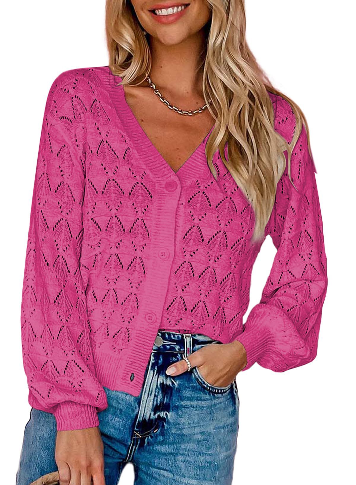 Women's Short V-Neck Knit Cardigan — view 4
