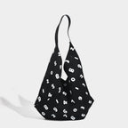 Black slouchy canvas hobo tote, view 3