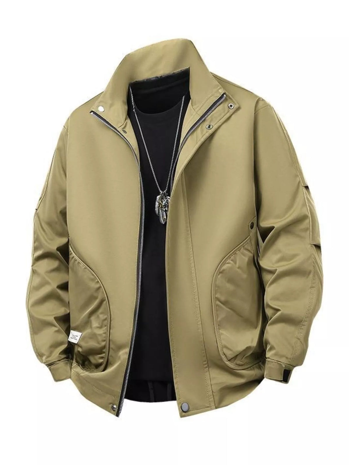 Men's Stand-Collar Lightweight Bomber Jacket – Plus Size