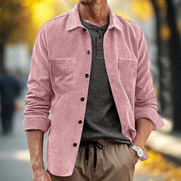 Men's Corduroy Shirt Jacket – Relaxed Fit with Lapel Pocket