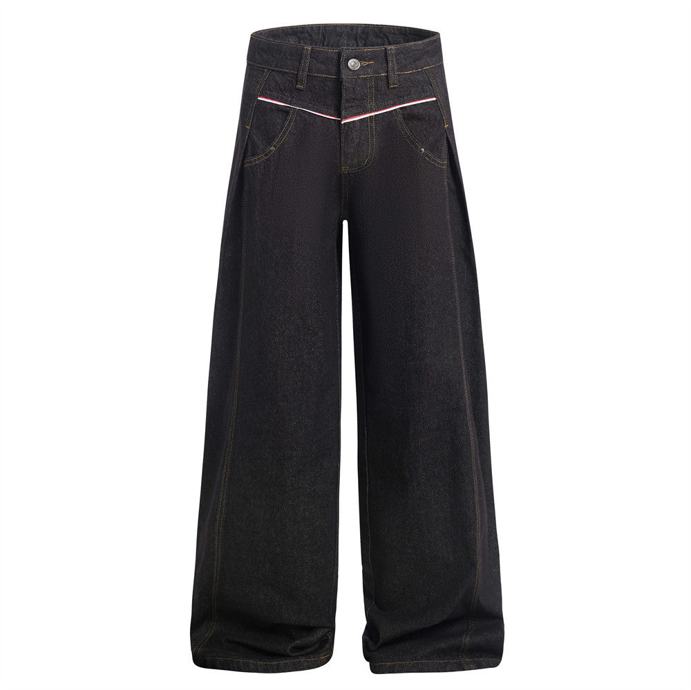 Men's Wide-Leg Denim Pants – Pleated Loose Fit — view 6