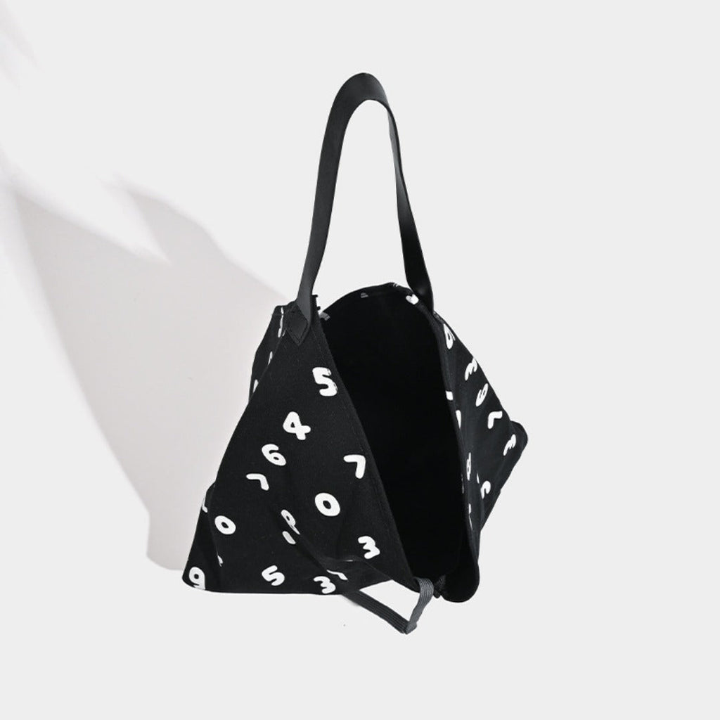 Black slouchy canvas hobo tote, view 2