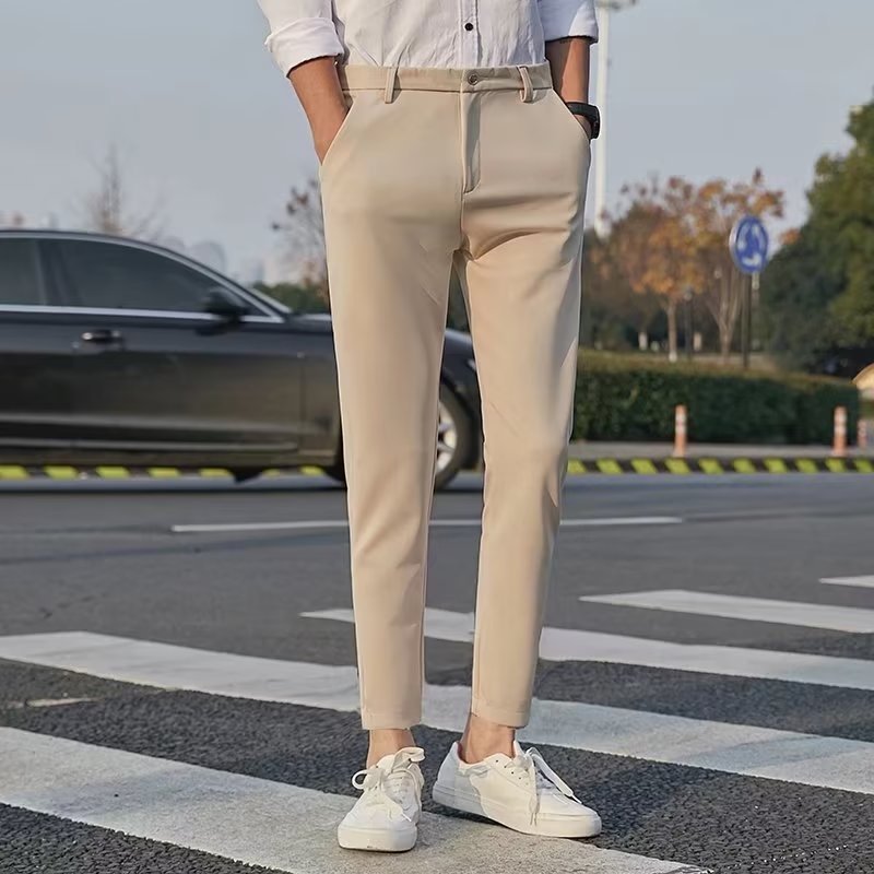 Men's Slim-Fit Cropped Pants – Cotton, Straight Leg — main view