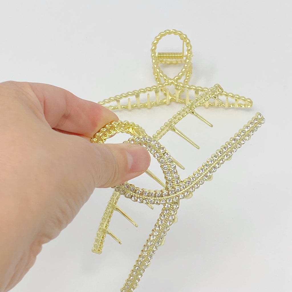 Golden Gem Hair Claw Set – Pearl & Crystal Gold Hair Clips (Set of 2)