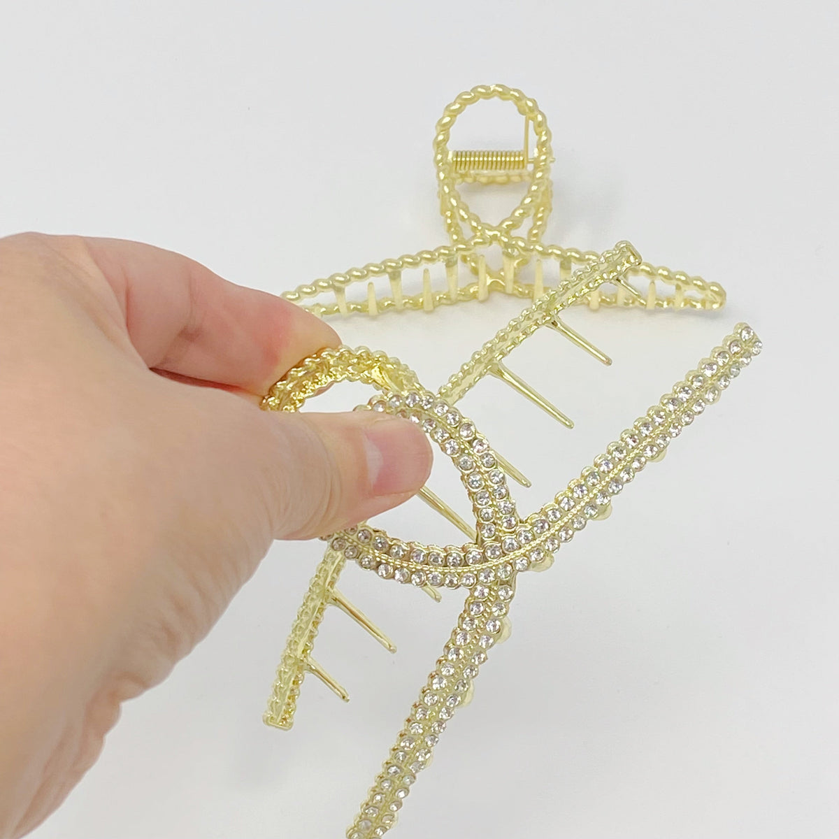 Golden Gem Hair Claw Set – Pearl & Crystal Gold Hair Clips (Set of 2)