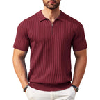 Men's Zip-Up Short-Sleeve Polo Shirt – Rib-Knit — view 5