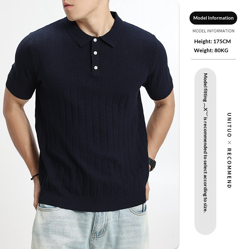 Men's Rib-Knit Polo Shirt – Lightweight Cotton — view 9