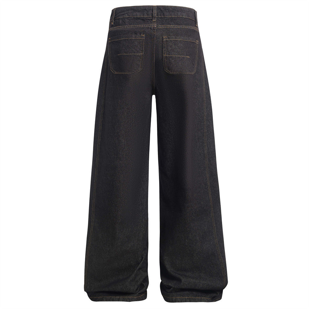 Men's Wide-Leg Denim Pants – Pleated Loose Fit — view 2