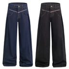 Men's Wide-Leg Denim Pants – Pleated Loose Fit — main view