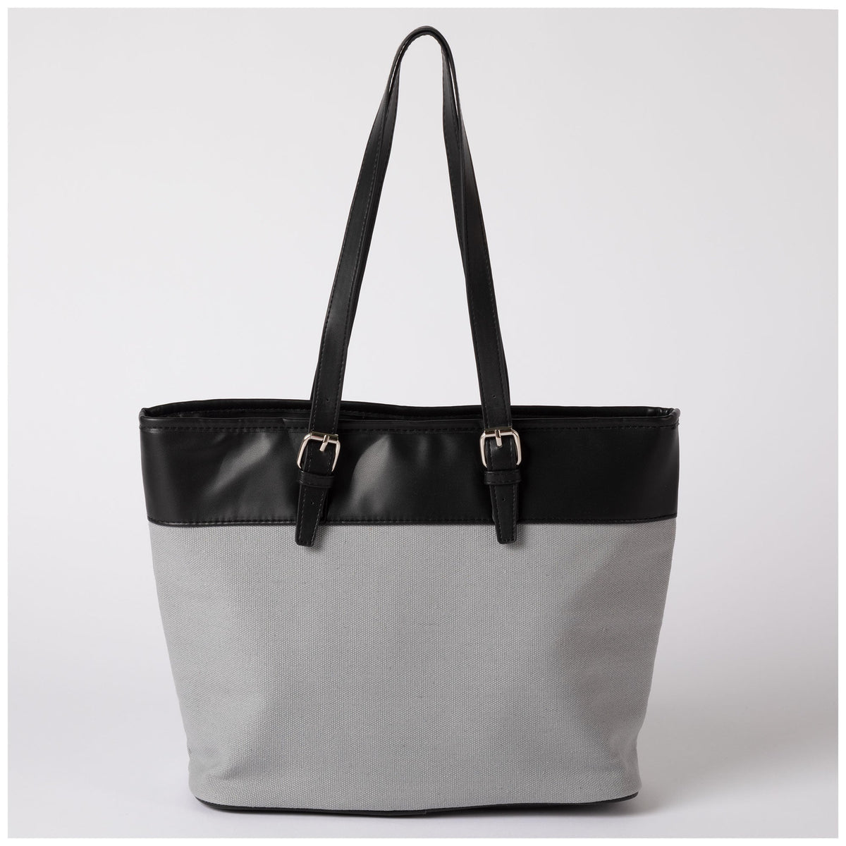 Canvas and faux leather tote bag, view 6