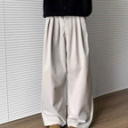 Men's Wide-Leg Pleated Trousers – Elastic Waist