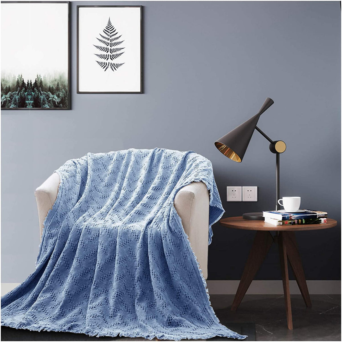 Lightweight cotton throw blanket