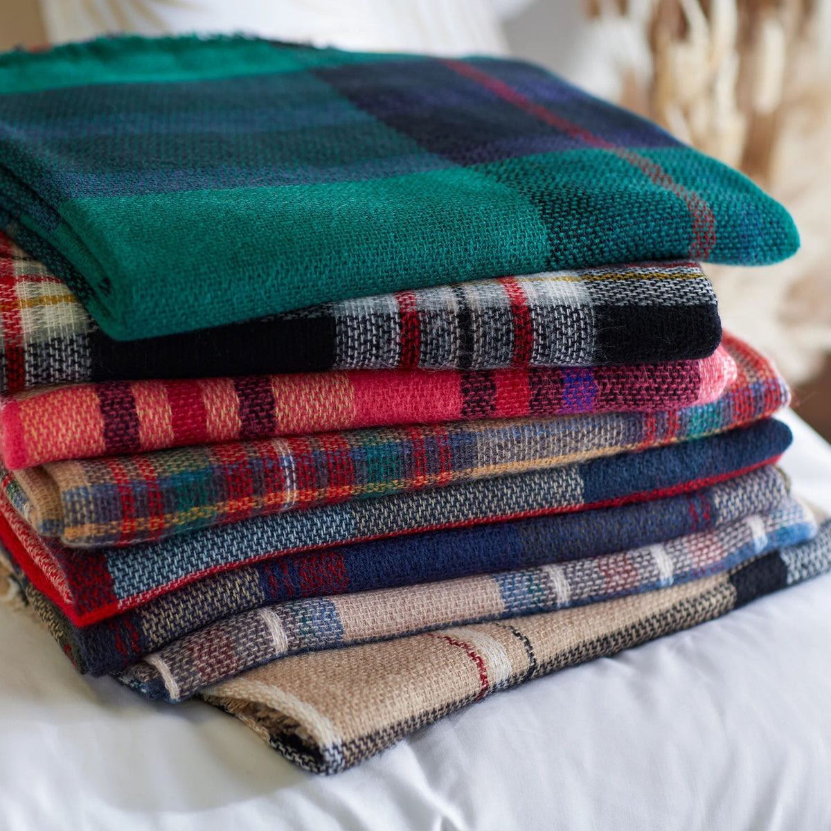 Anchor Plaid Blanket Scarf – Oversized Shawl Wrap, 55" x 55"