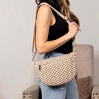 Layla woven check crossbody sling bag, view 2