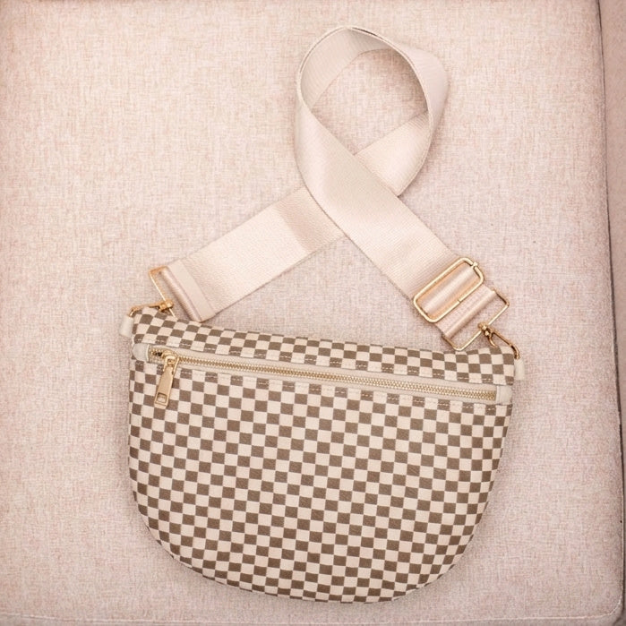 Layla woven check crossbody sling bag, view 4