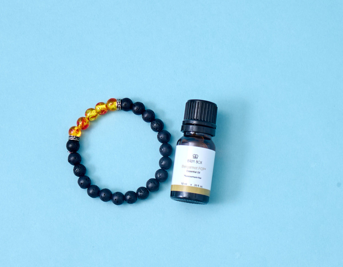 Bergamot essential oil and lava stone diffuser bracelet