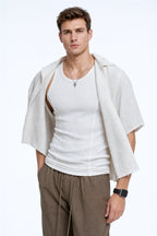 Athletic Ribbed Muscle Tank for Men, Stretchy Slim-Fit Sleeveless Vest