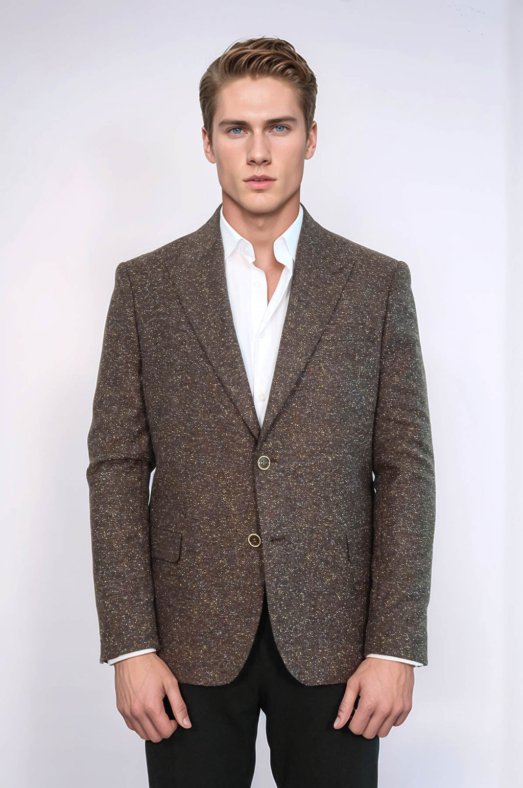 Men's Brown Houndstooth Wool Blazer — view 2