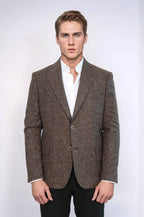 Men's Brown Houndstooth Wool Blazer — view 2