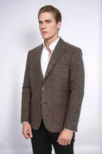 Men's Brown Houndstooth Wool Blazer — view 3