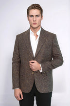 Men's Brown Houndstooth Wool Blazer — view 4