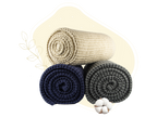 Waffle weave throw in blue