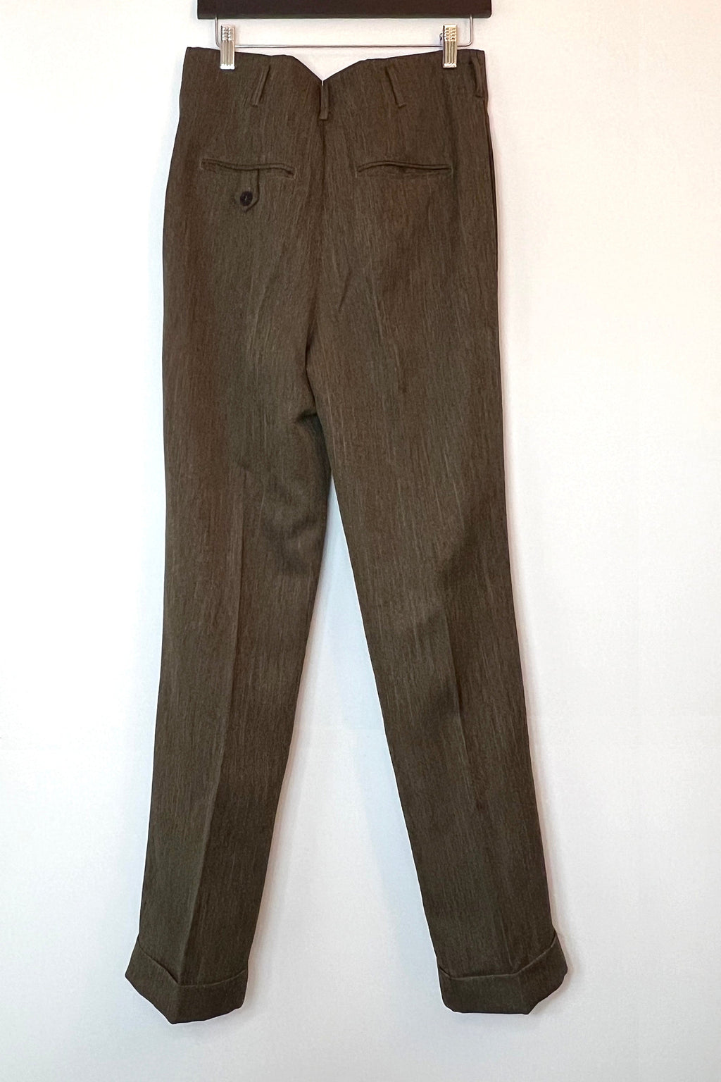 Eddie High-Waisted Hollywood Pants – Brown Herringbone — back view