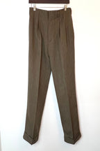Eddie High-Waisted Hollywood Pants – Brown Herringbone — front view
