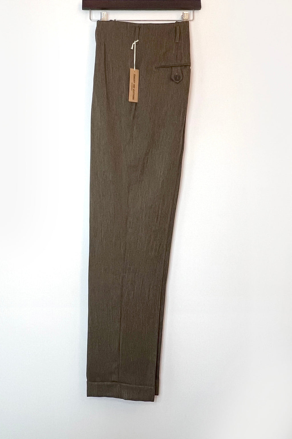 Eddie High-Waisted Hollywood Pants – Brown Herringbone — side view