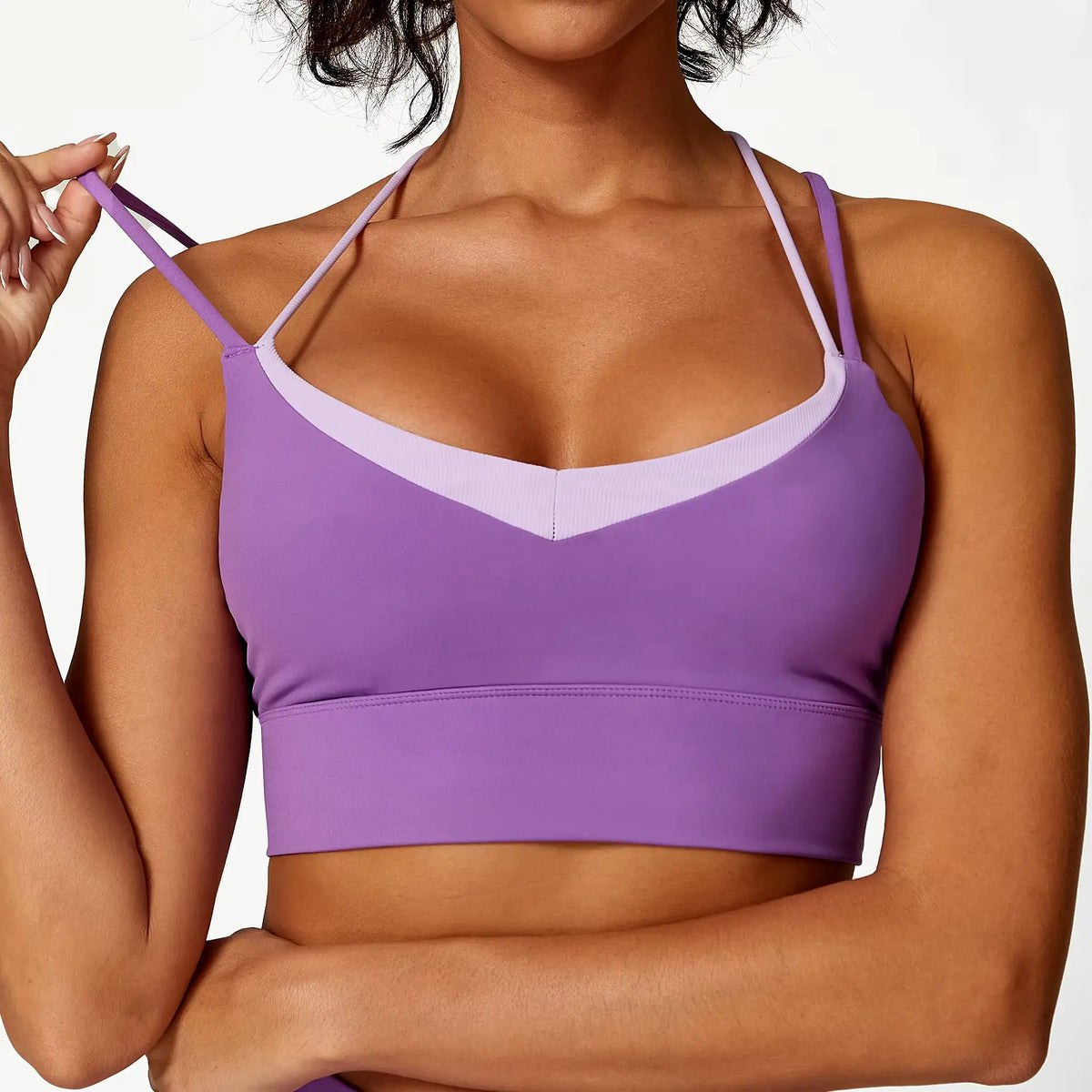 Two-tone contour sports bra, view 4