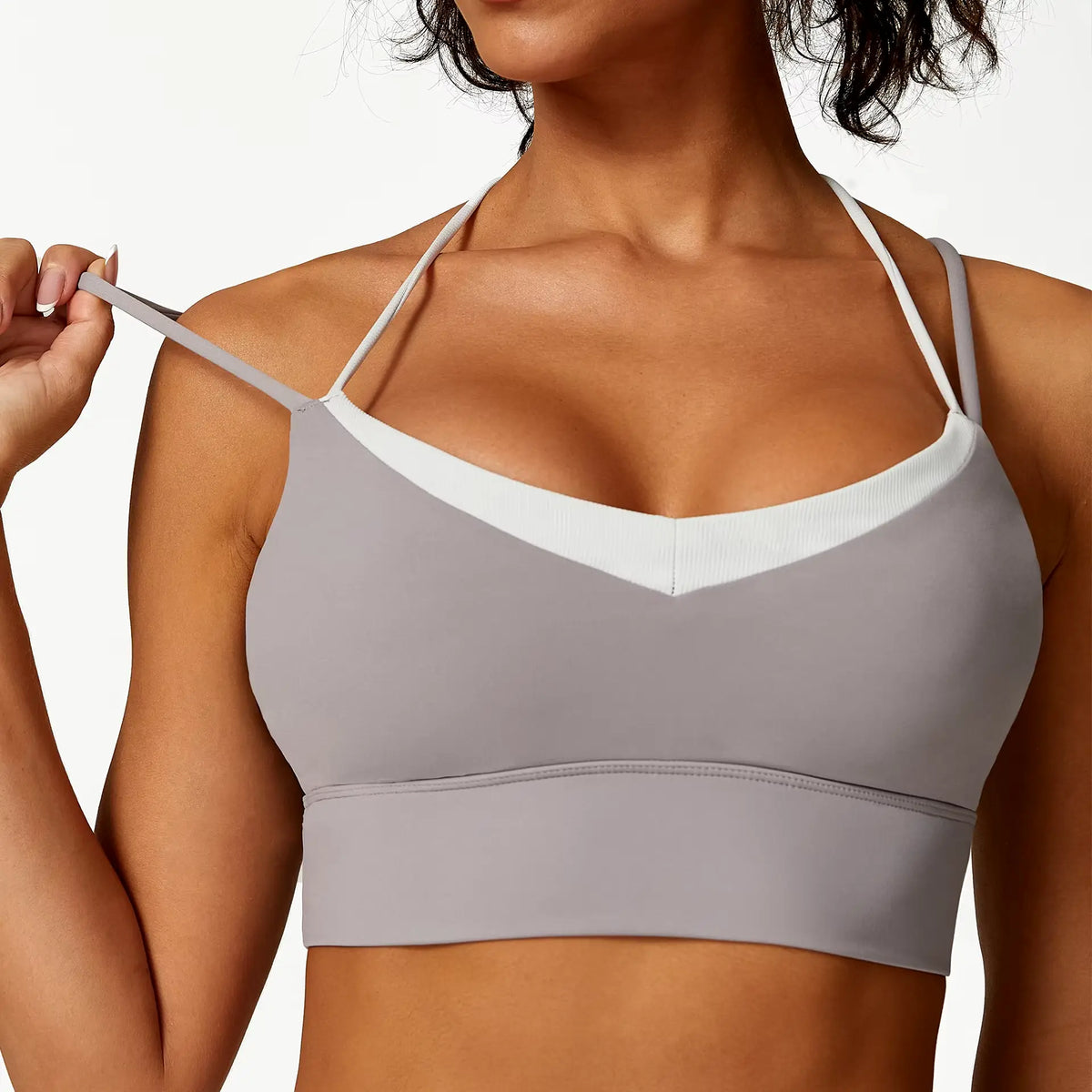 Two-tone contour sports bra, view 3