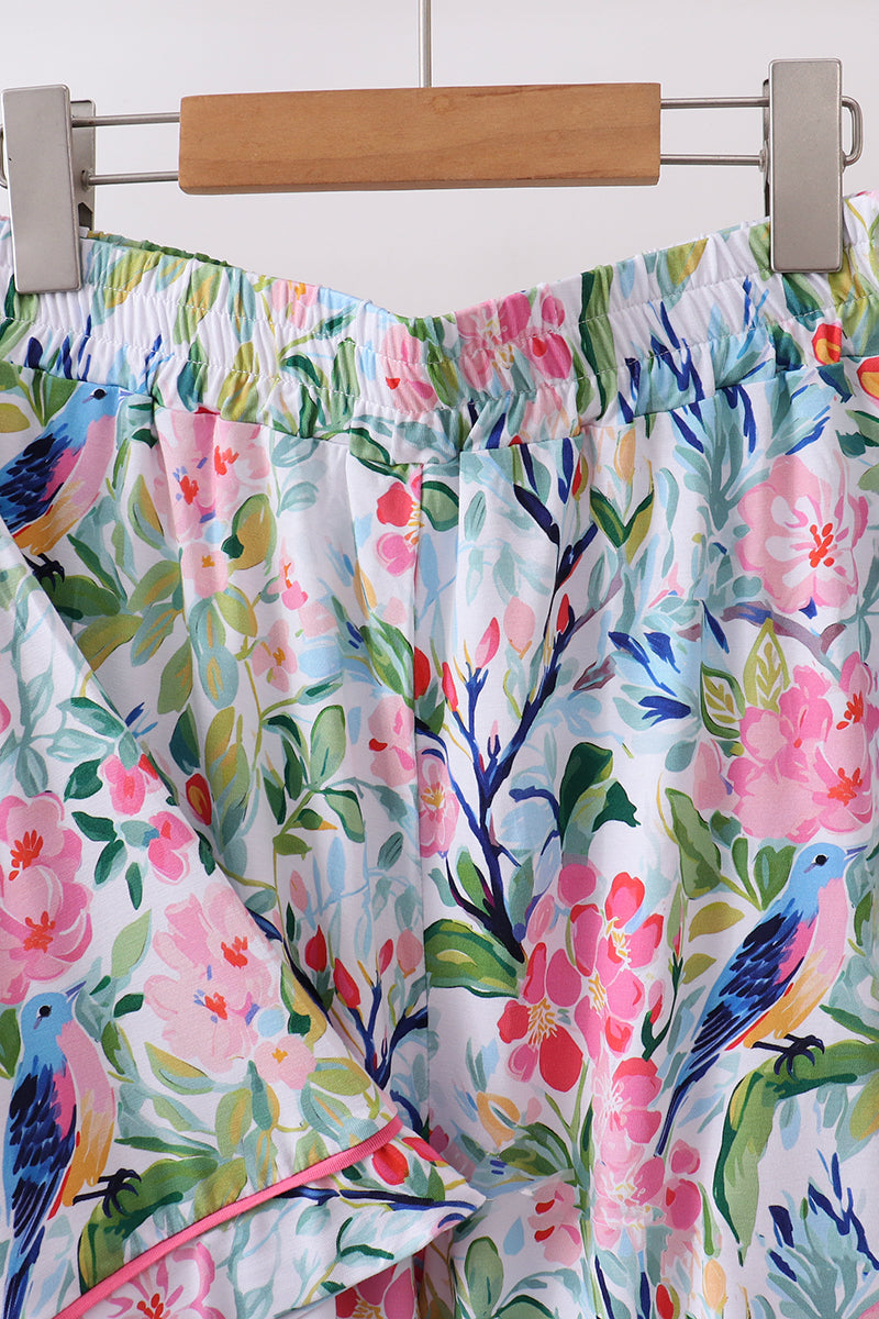 Pink floral bamboo pajamas, alternate view