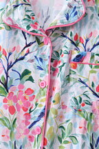 Pink floral bamboo pajamas, top detail