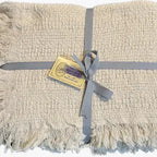 100% cotton throw blanket in natural