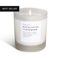 Eucalyptus and lavender soy candle in frosted glass