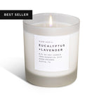 Eucalyptus and lavender soy candle in frosted glass