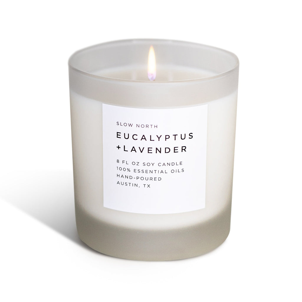 Eucalyptus lavender candle, scent notes