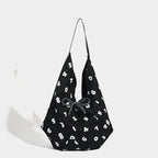 Black slouchy canvas hobo tote, view 8