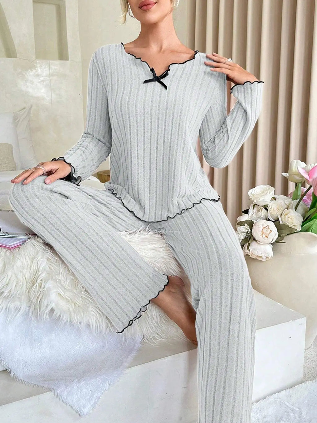 Women's Flannel Pajama Set – Long Sleeve Top & Trousers