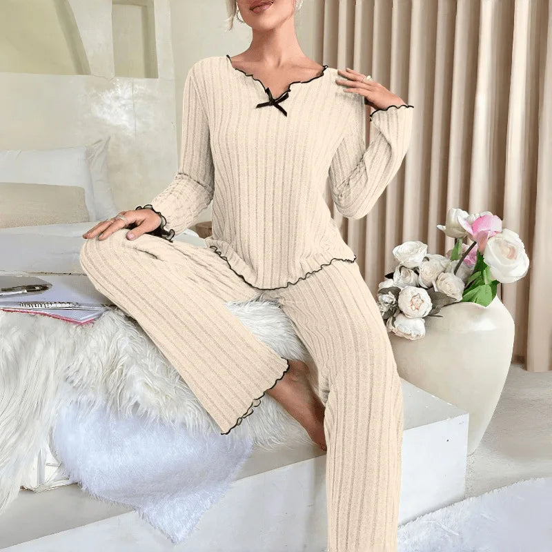Women's Flannel Pajama Set – Long Sleeve Top & Trousers
