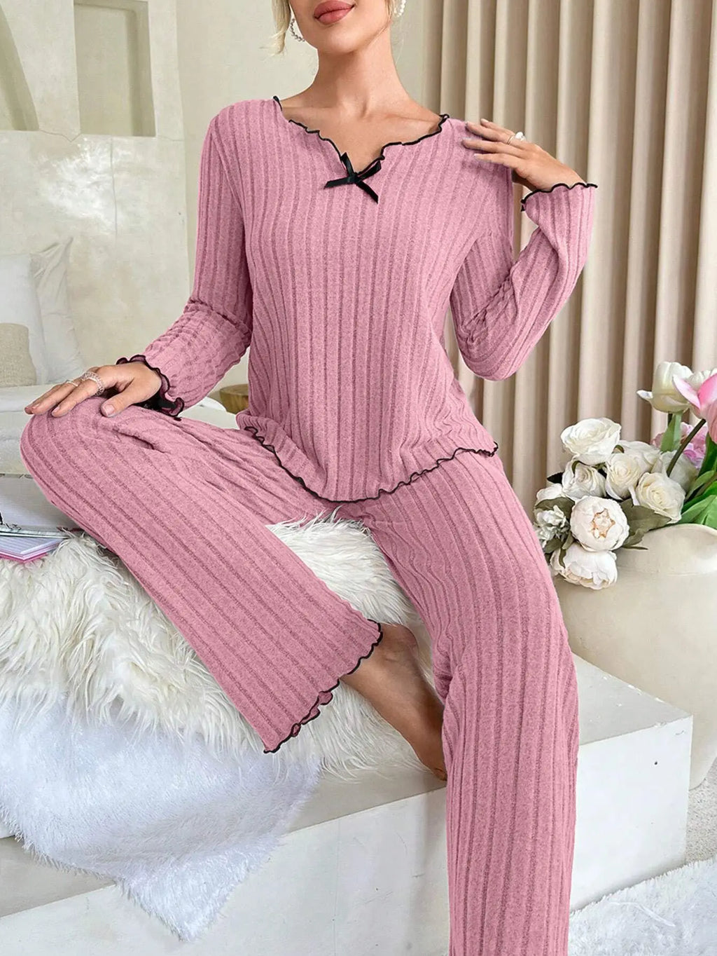 Women's Flannel Pajama Set – Long Sleeve Top & Trousers
